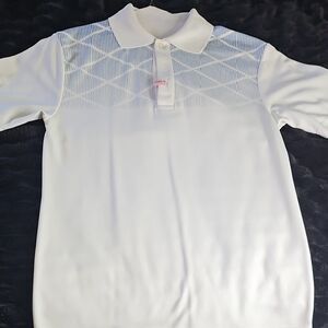 White Polo Shirt with Geometric Design